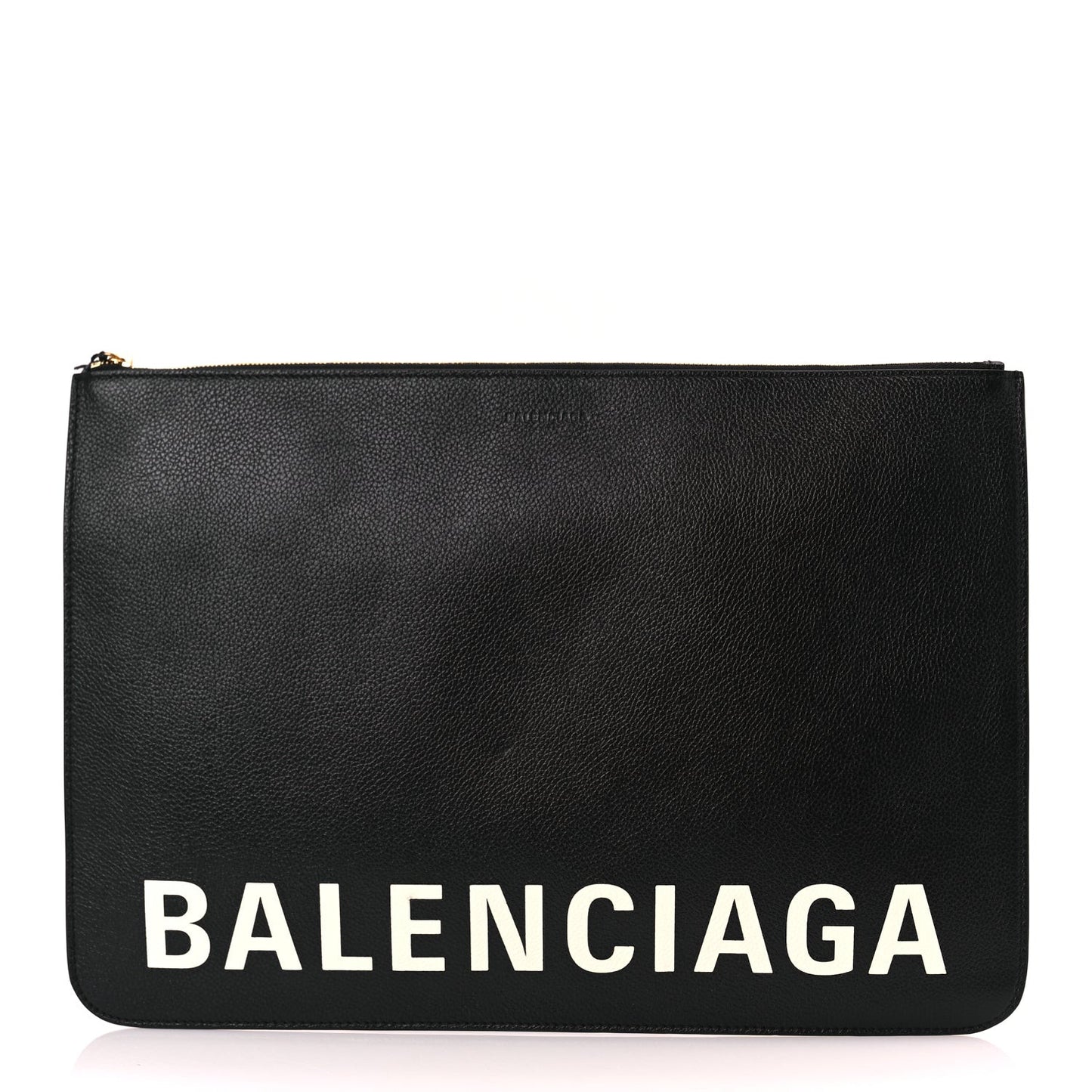 Large Calfskin Cash Pouch With Handle Black