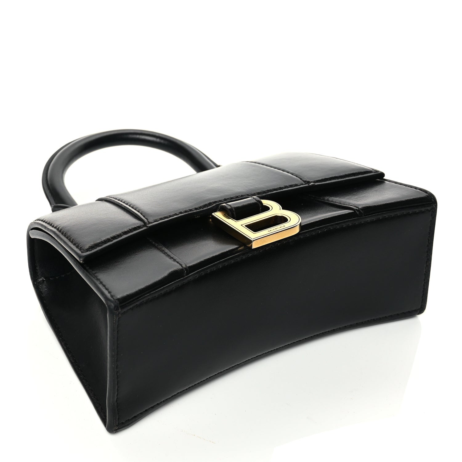 Balenciaga Shiny Box Calfskin Hourglass Top Handle Bag XS Black 3 of 11