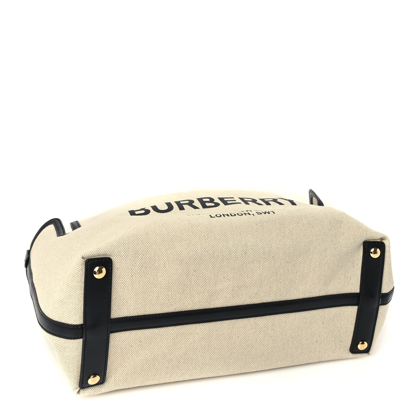 Cotton Soft Canvas Calfskin Medium Belt Tote Natural Black