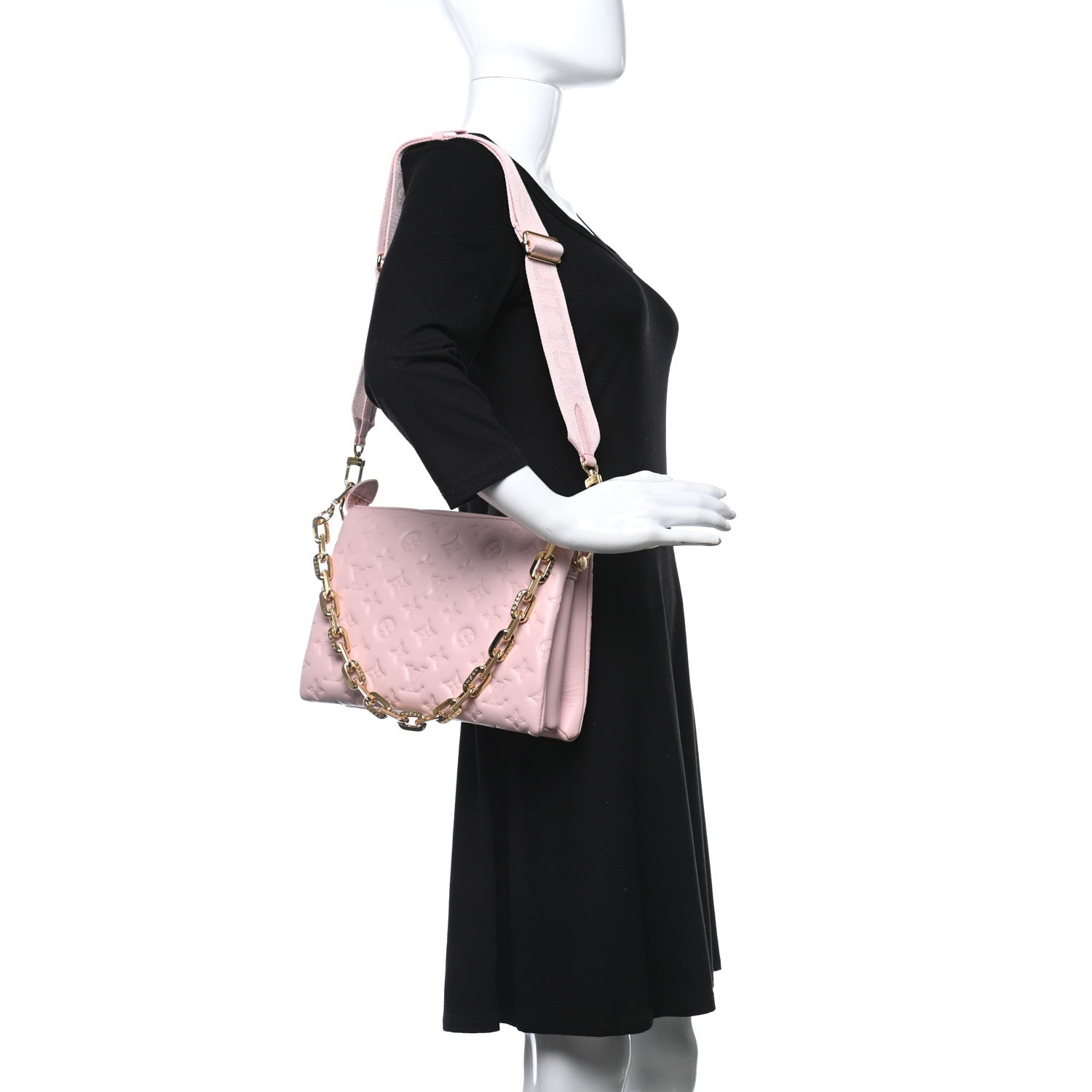 Louis Vuitton Lambskin Embossed Monogram Coussin PM Rose 2 of 8