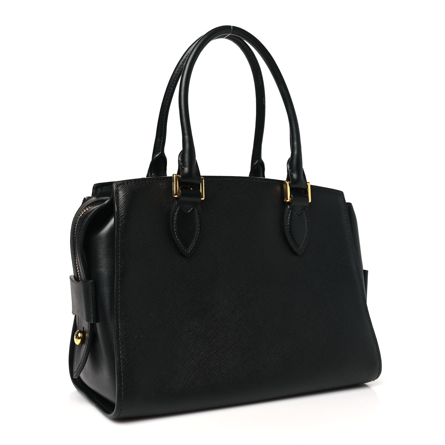 Prada Saffiano Soft Calfskin Double Handle Satchel Black 3 of 10