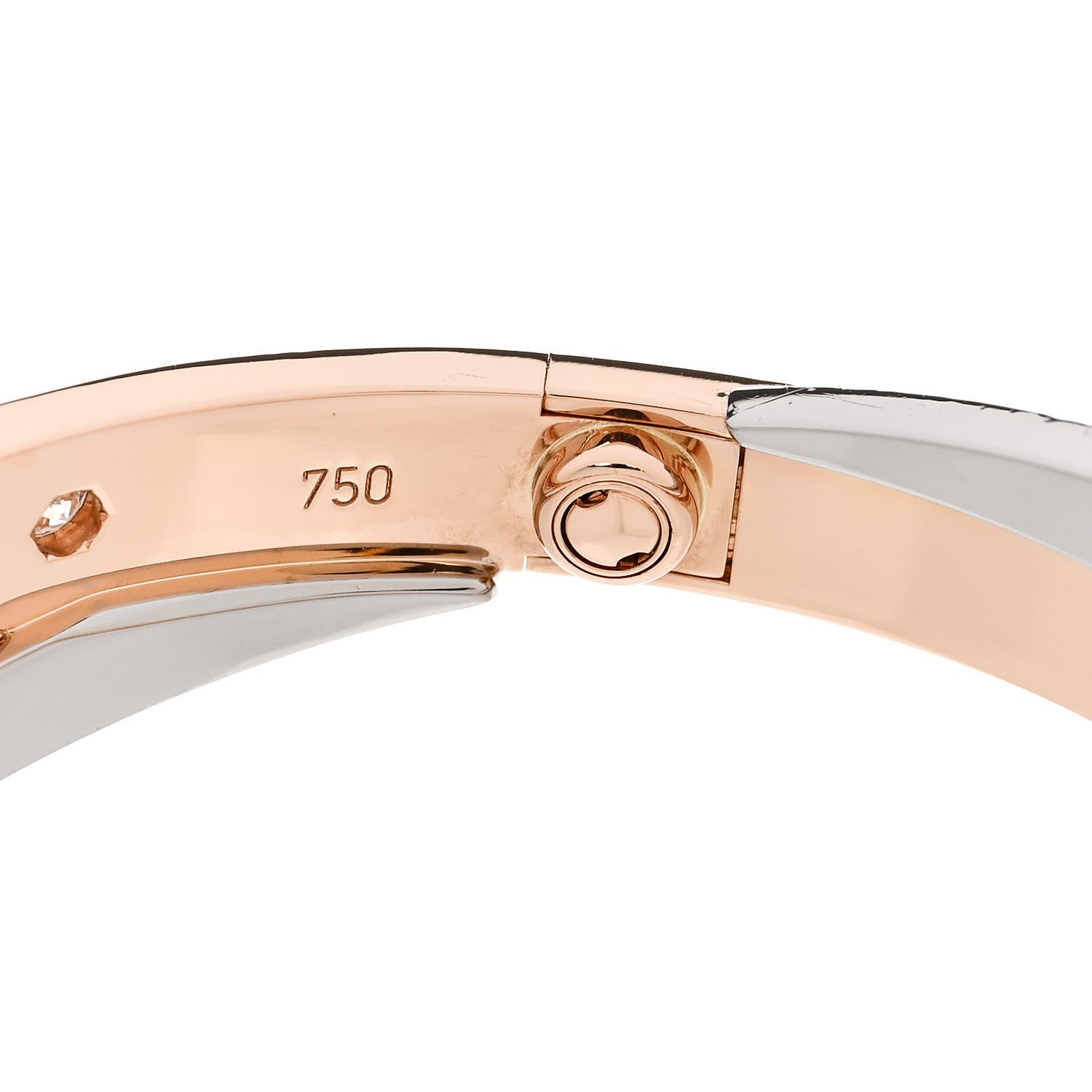 Cartier 18K Pink White Gold 12 Diamond Double LOVE Bracelet 18 7 of 8