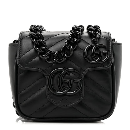 Gucci Calfskin Matelasse Monochrome GG Marmont Chain Mini Belt Bag Black 1 of 7