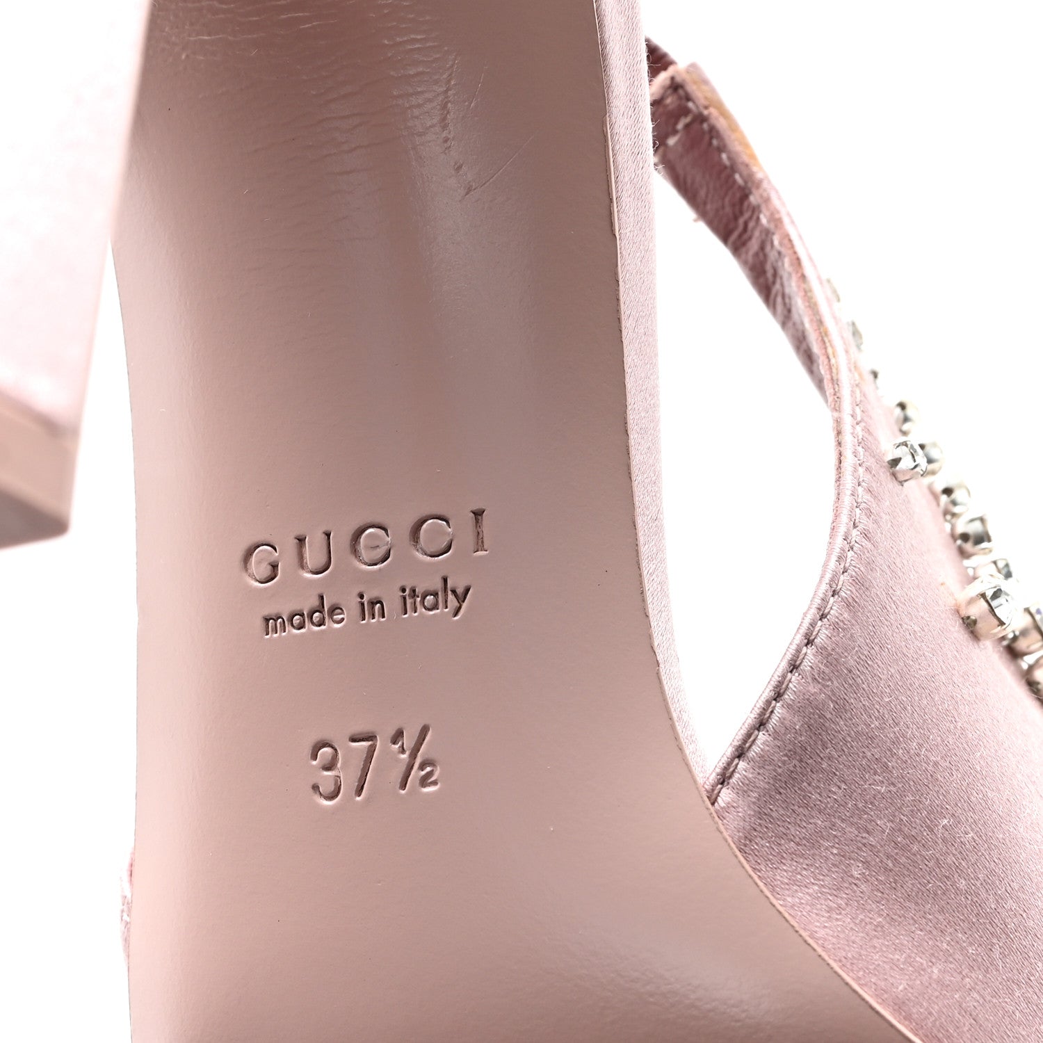 Gucci Satin Crystal Slingback Pumps 37.5 Pink 7 of 9