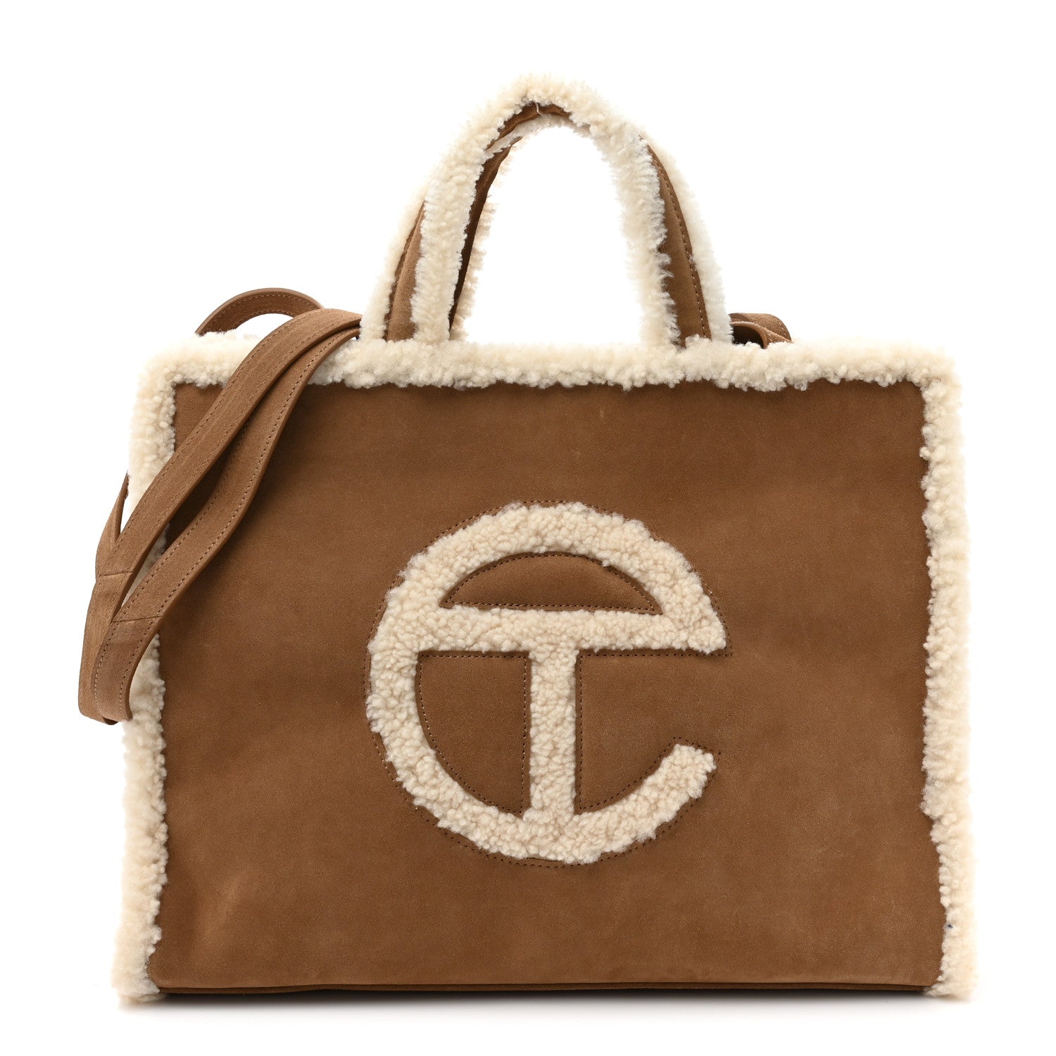 Telfar X UGG Suede Shearling Medium Shopping Bag Chestnut 1 of 9