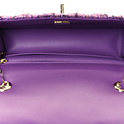 Chanel Tweed Quilted Mini Rectangular Flap Light Purple Pink Navy 13 of 36