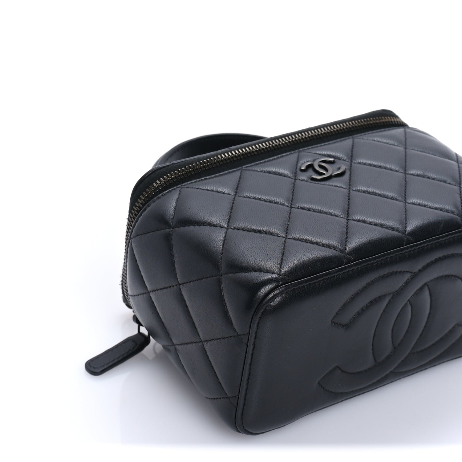Chanel Lambskin Quilted Small Top Handle Vanity Case With Chain So Black 9 of 10