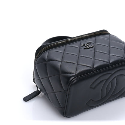Chanel Lambskin Quilted Small Top Handle Vanity Case With Chain So Black 9 of 10