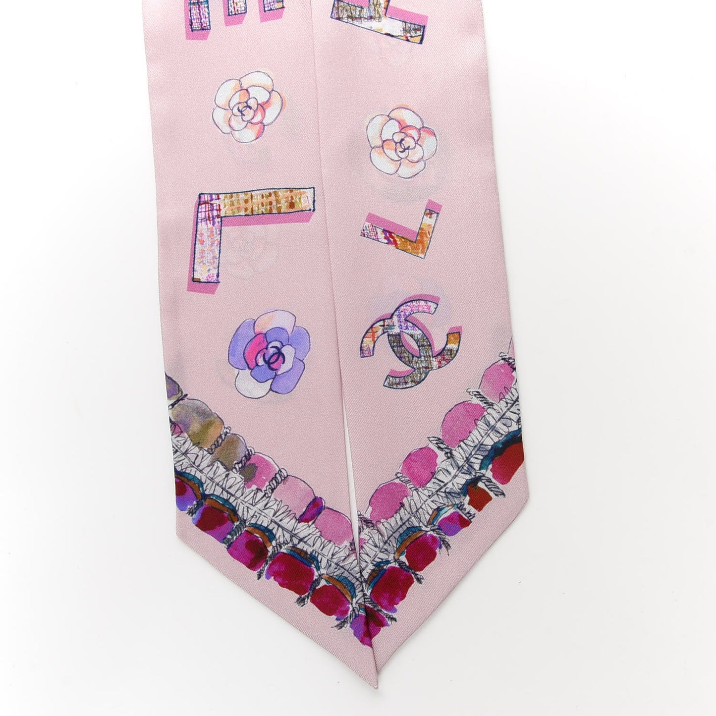 Silk Twill Slim Bandeau Scarf Pink