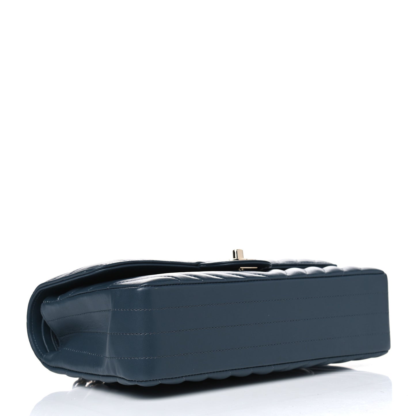 Lambskin Chevron Quilted Medium Double Flap Blue