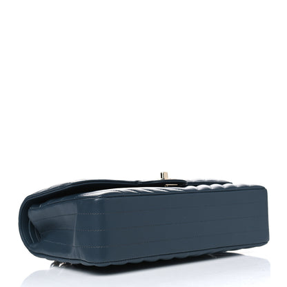 Chanel Lambskin Chevron Quilted Medium Double Flap Blue 3 of 5