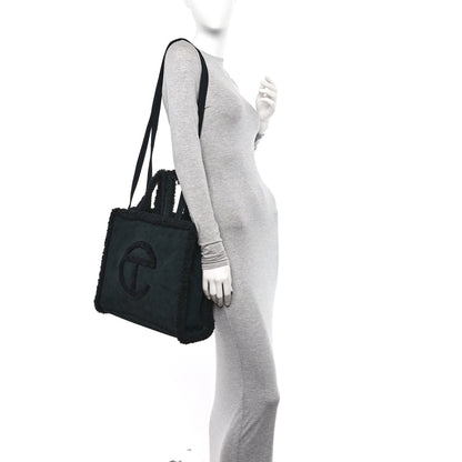 Telfar X UGG Suede Shearling Medium Shopping Bag Raw Black 2 of 10