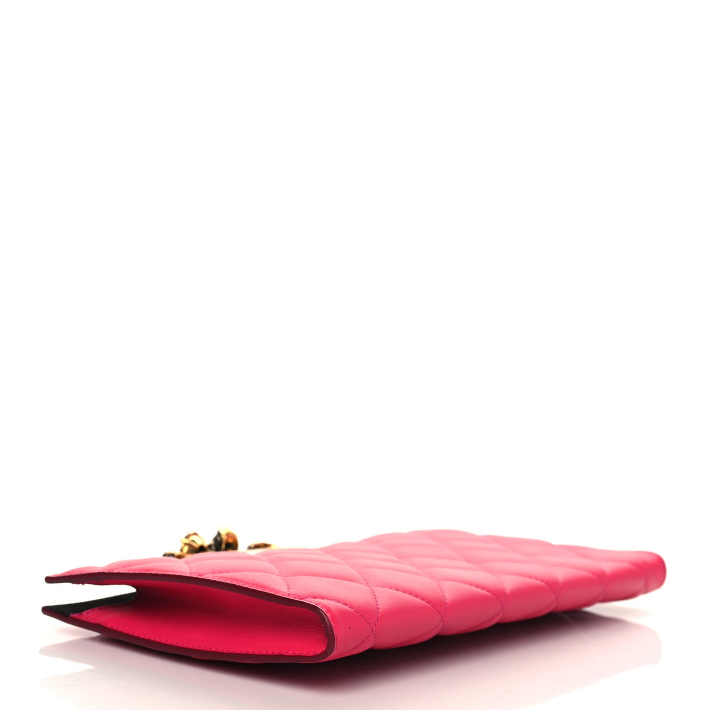 Nappa Quilted Knuckle Flat Clutch Orchid Pink