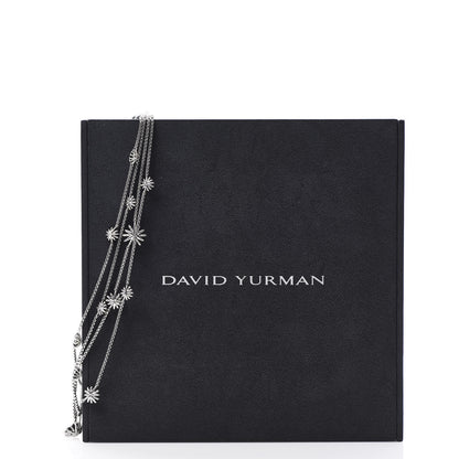 David Yurman Sterling Silver Diamond Multi Strand Starburst Station Necklace 6 of 6