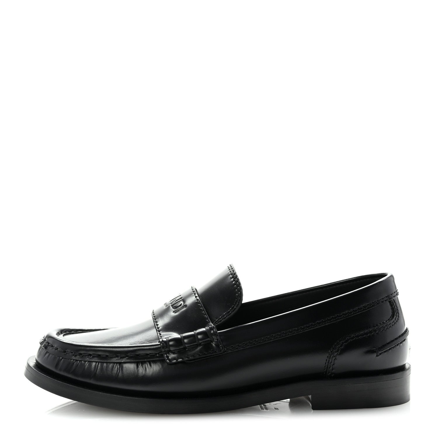 Fendi Vitello Logo Loafers 35 Black 1 of 9