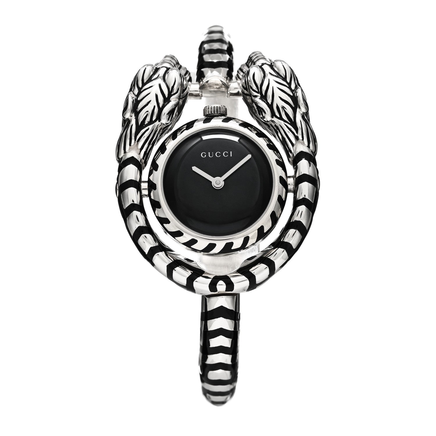 Gucci Sterling Silver Black Mother of Pearl 23mm Dionysus Quartz Watch 1 of 4
