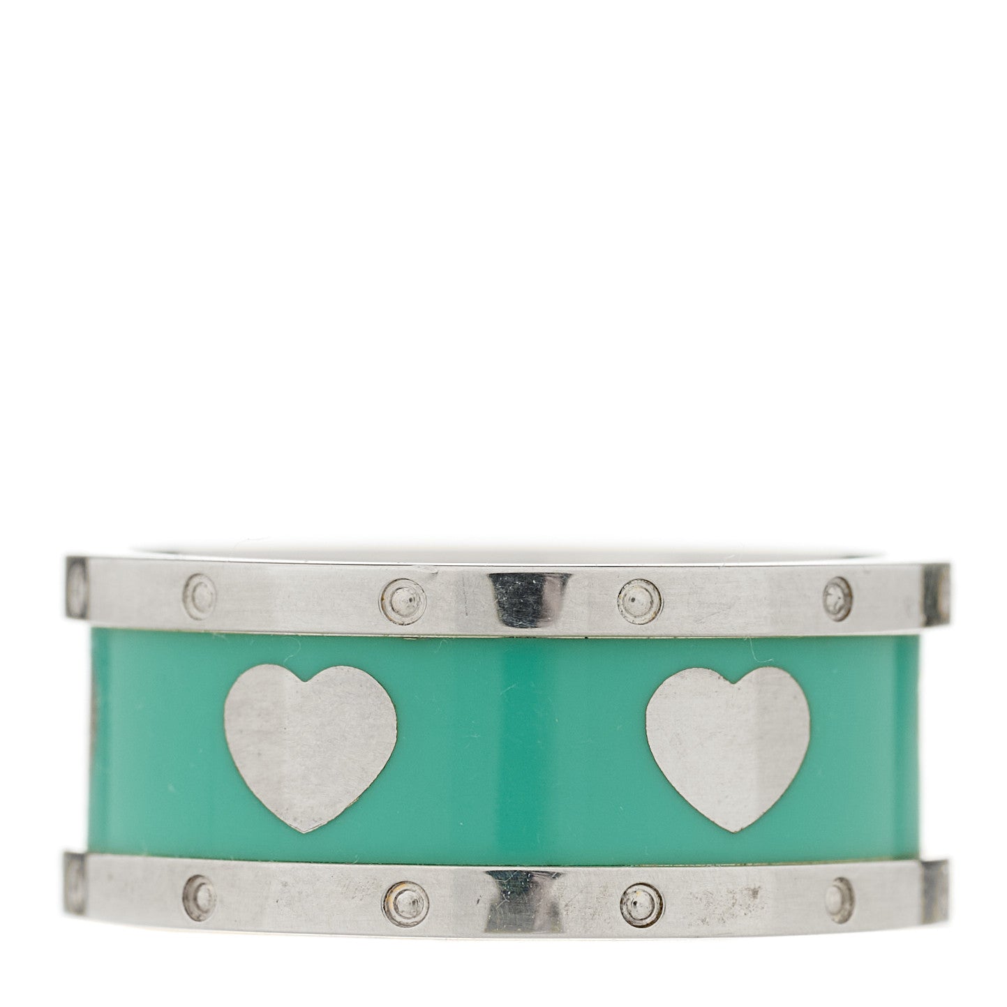 Tiffany Sterling Silver Enamel Heart Band Ring 48 4.5 1 of 5