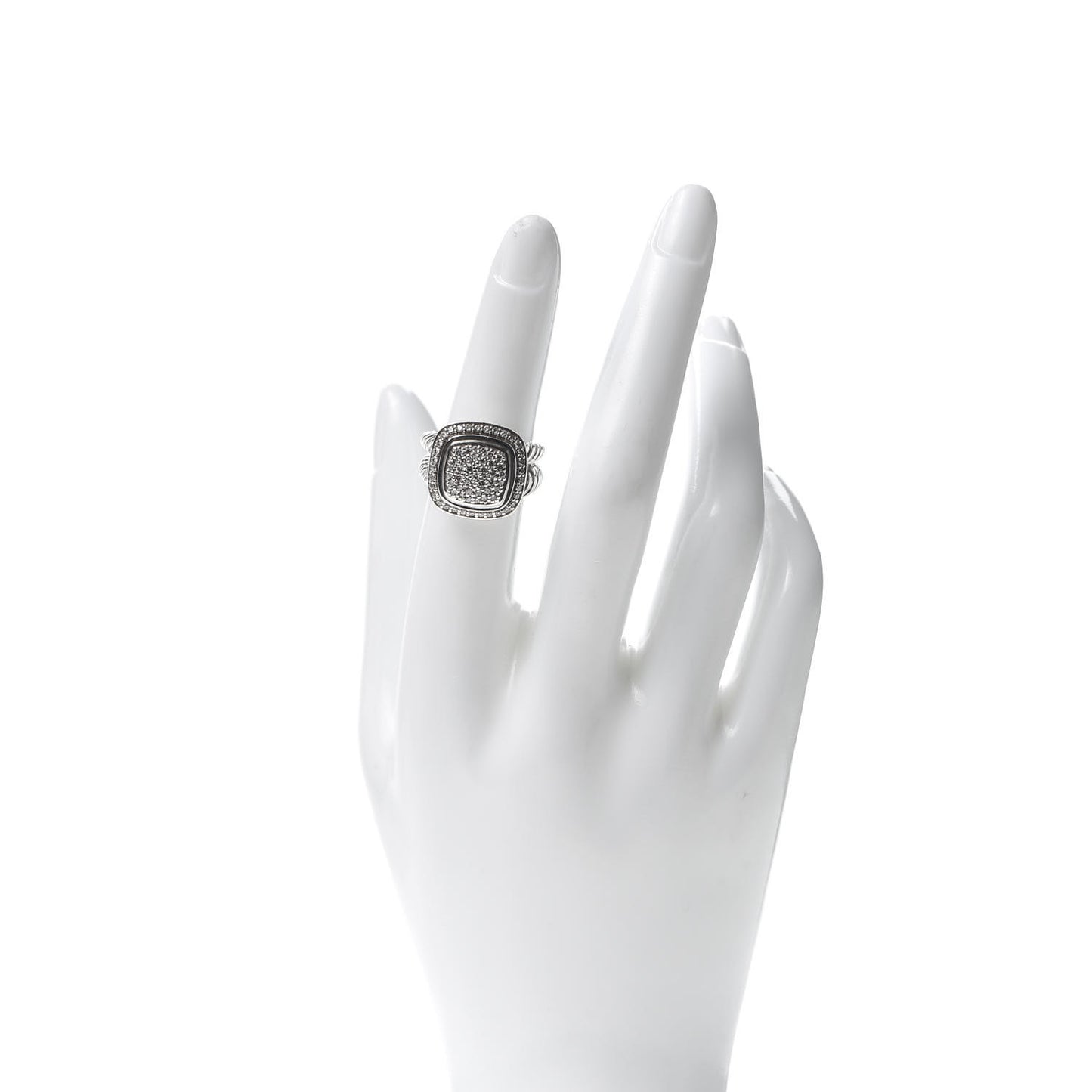 Sterling Silver Diamond 11mm Albion Pave Ring 52 6