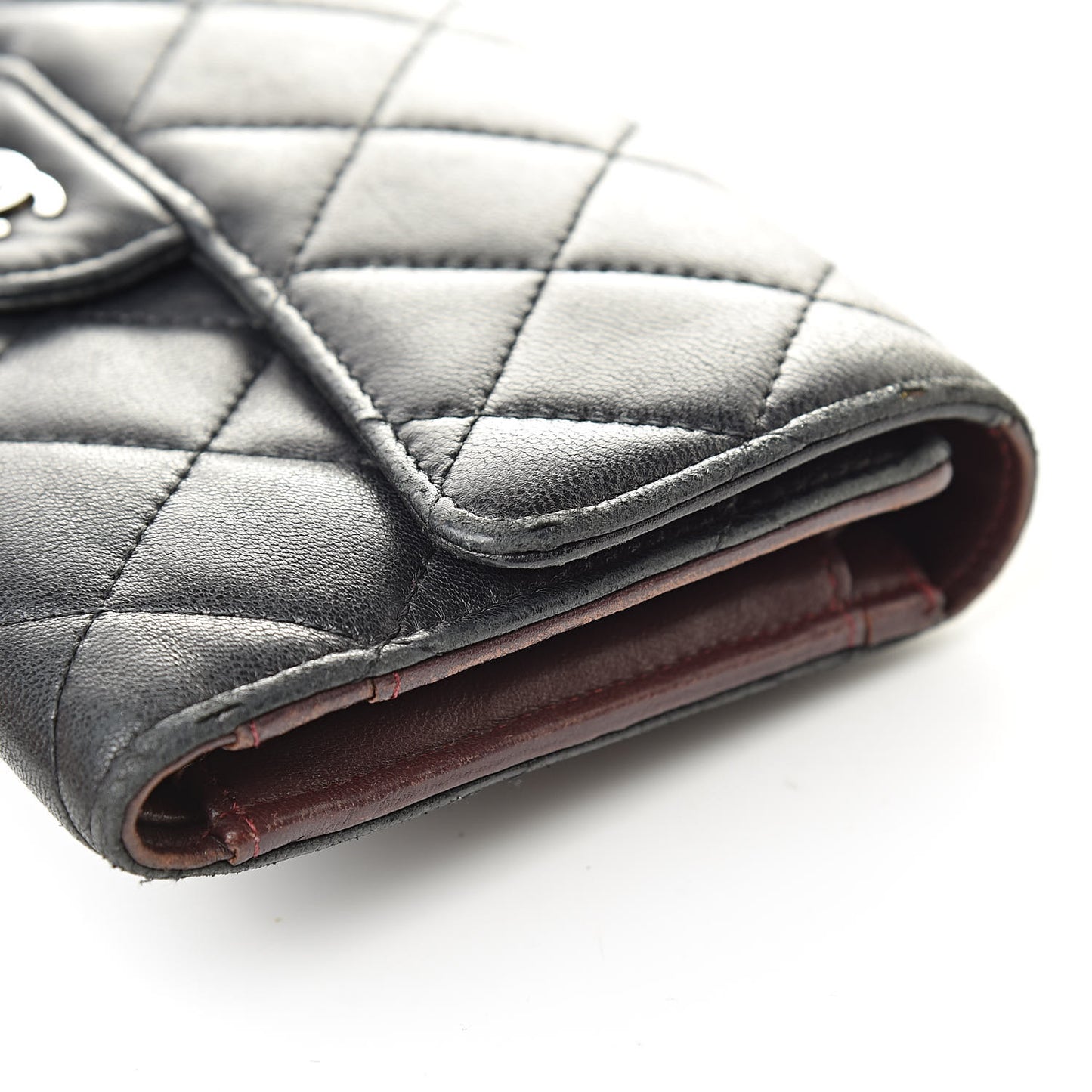 Lambskin Quilted Large Flap Wallet Black