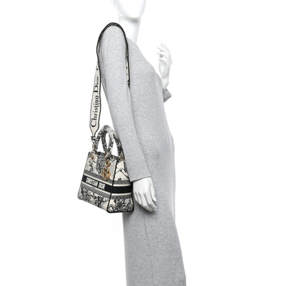 Christian Dior Canvas Embroidered Zodiac Toile De Jouy Medium Lady D-Lite Latte 2 of 12