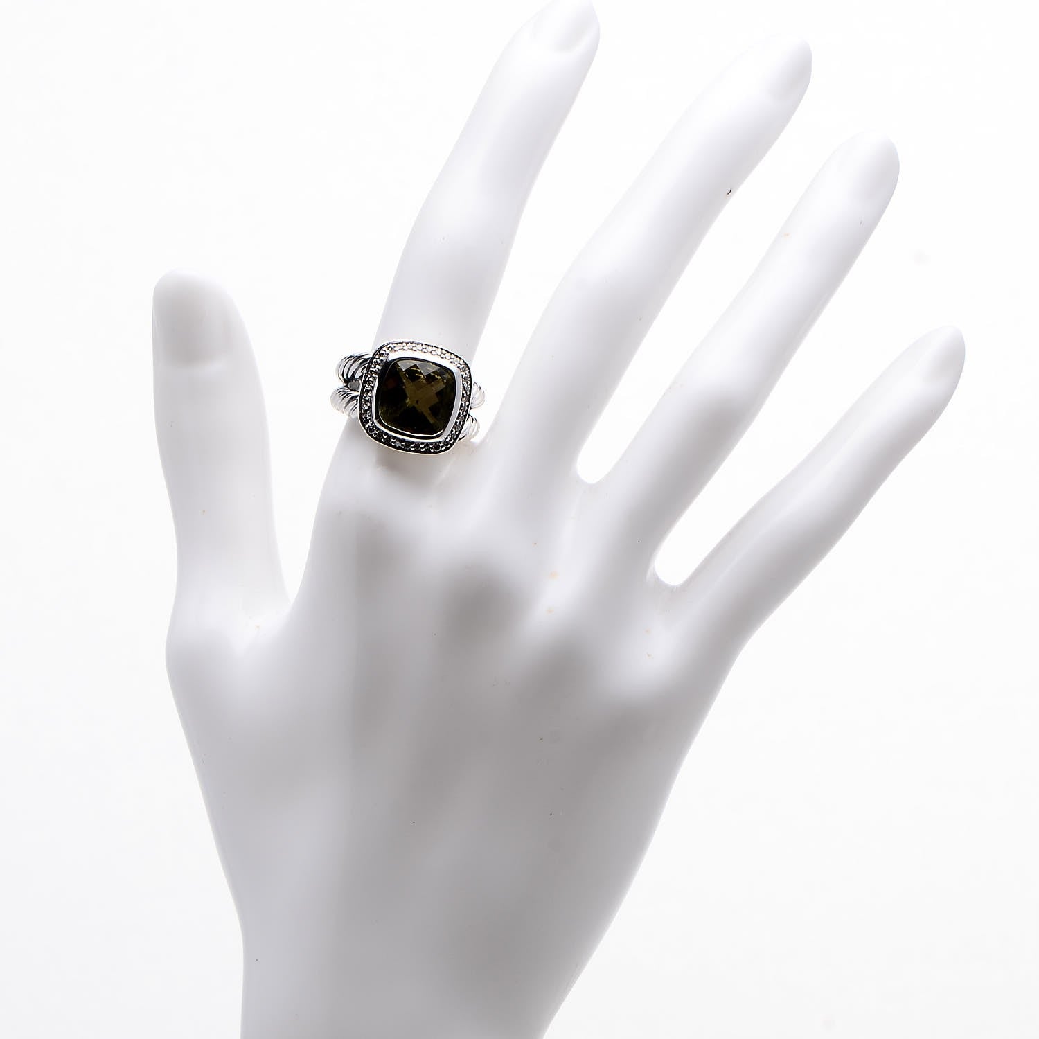 David Yurman Sterling Silver Diamond Lemon Citrine 11mm Albion Ring 54 7 2 of 6