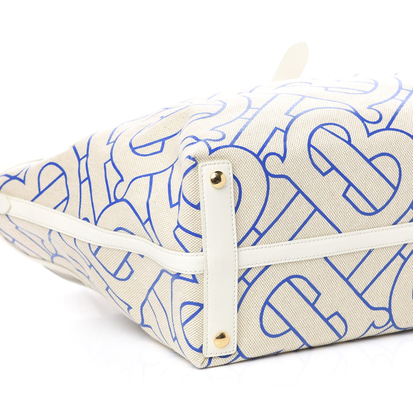 Cotton Canvas Monogram Medium Soft Belt Bag Natural Honey Blue