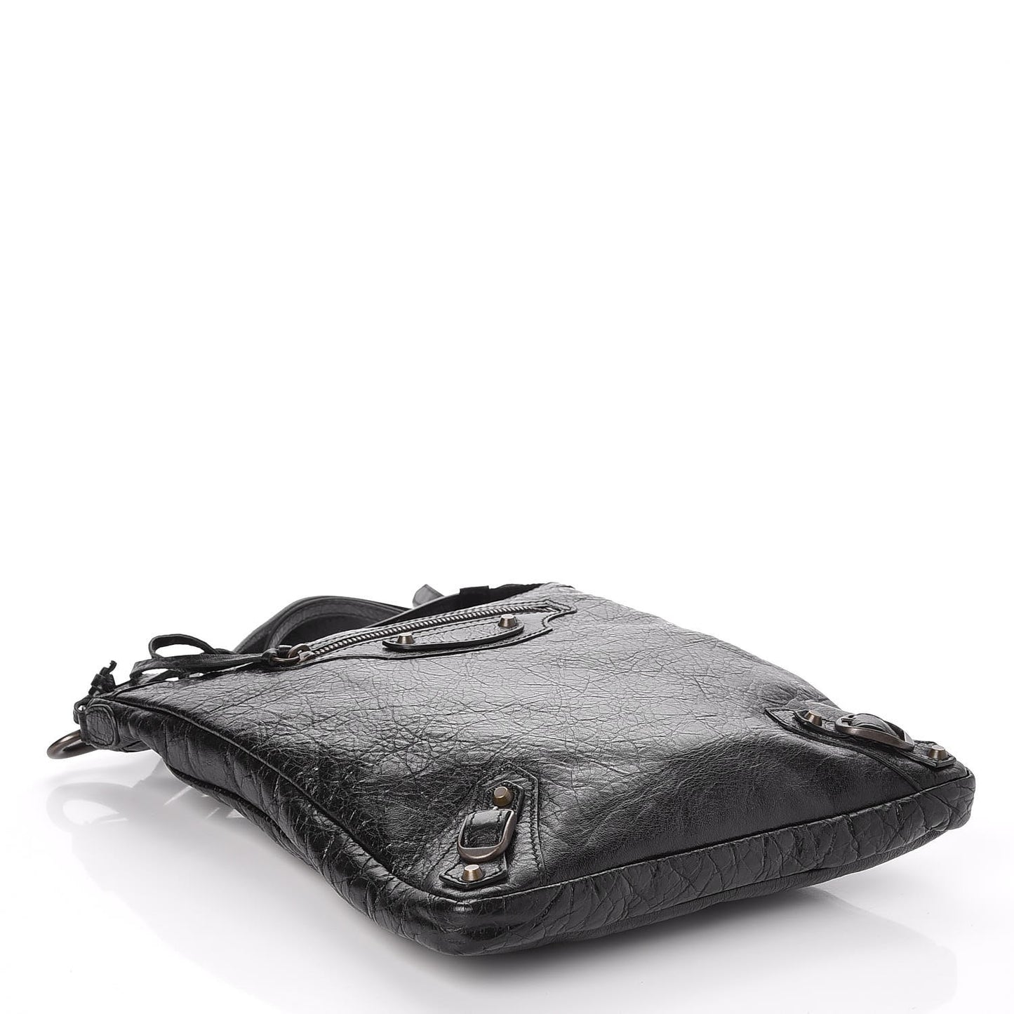 Agneau Classic Hardware Flat Crossbody Black