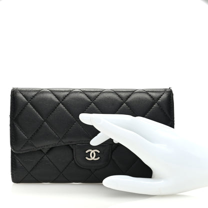 Chanel Lambskin Quilted Large Flap Wallet Black 2 of 13