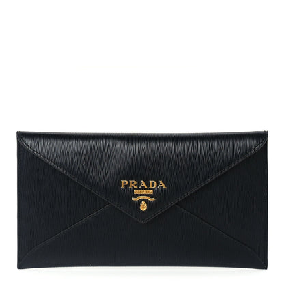 Prada Saffiano Metal Envelope Wallet Black 1 of 6