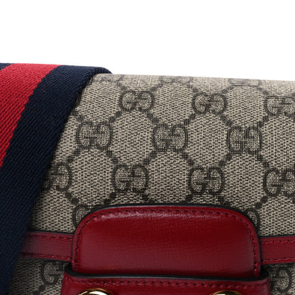 Gucci GG Supreme Monogram Web Mini Horsebit 1955 Shoulder Bag  Beige Ebony New Cherry Red 6 of 8
