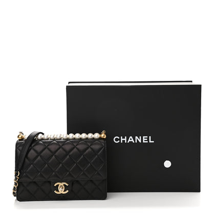 Chanel Lambskin Quilted Small Chic Pearls Flap Black 11 of 11