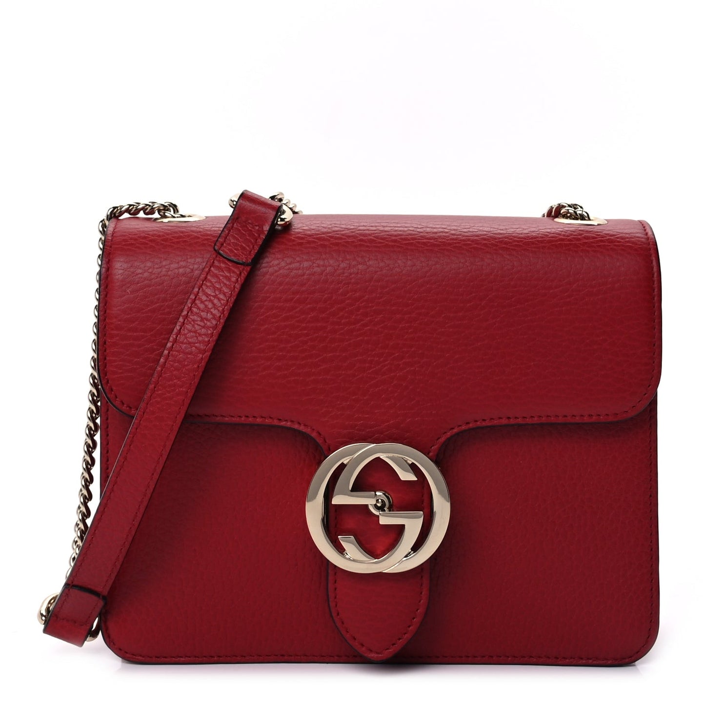 Dollar Calfskin Small Interlocking G Shoulder Bag Red