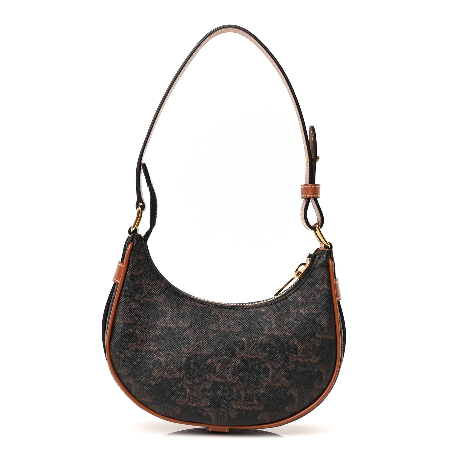 Celine Canvas Calfskin Mini Ava Triomphe Shoulder Bag Tan 1 of 8