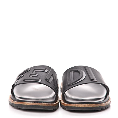 Fendi Rubber Raised Logo Slide Sandals 10 Black 2 of 12