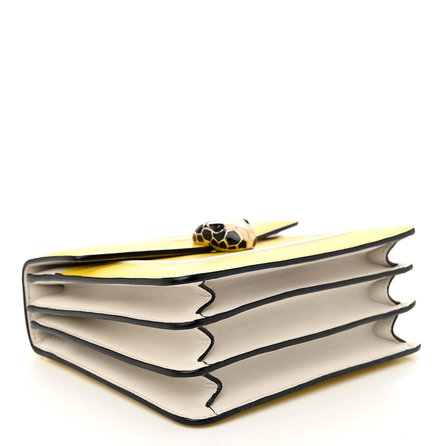 Bulgari Calfskin Serpenti Forever Top Handle Yellow White 4 of 14