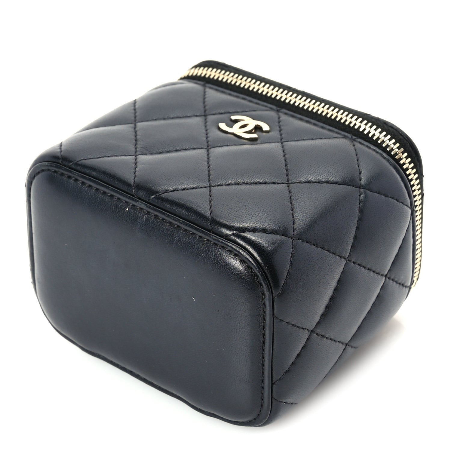 Chanel Lambskin Quilted Mini Vanity Case With Chain  Black 9 of 10