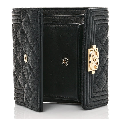 Chanel Caviar Quilted Compact Boy Wallet Black 5 of 7