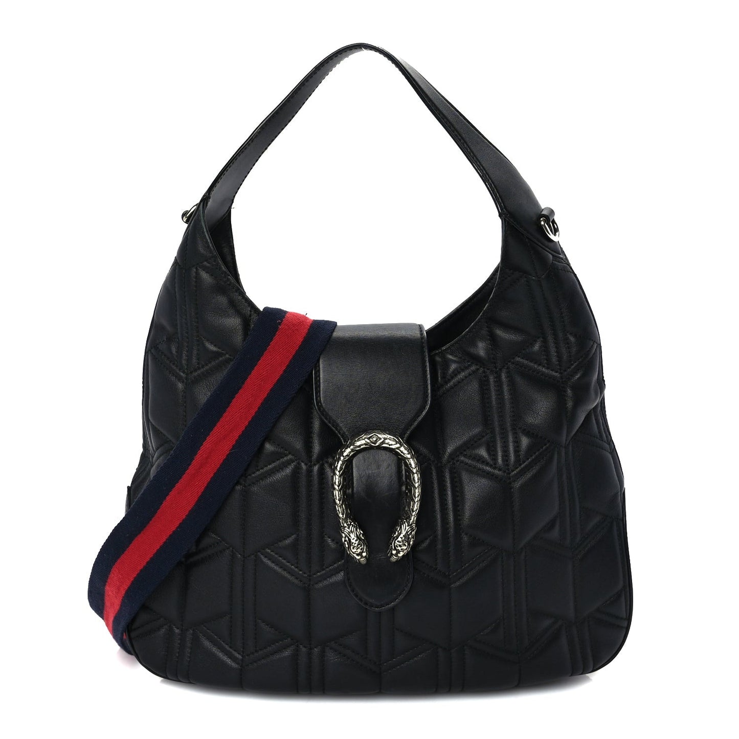 Calfskin Web Quilted Medium Dionysus Hobo Black