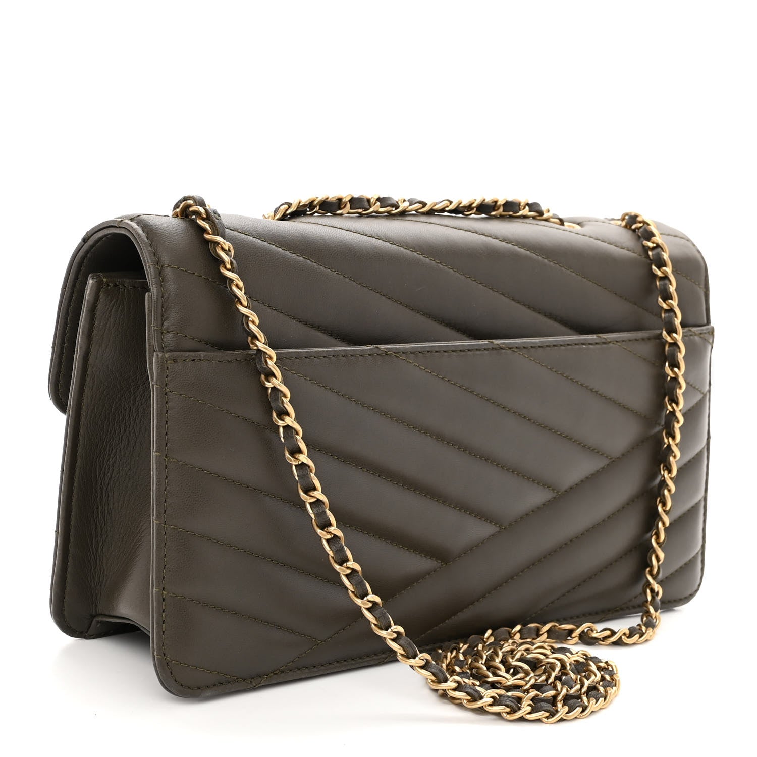 Chanel Calfskin Gabrielle Chevron Flap Grey 3 of 11