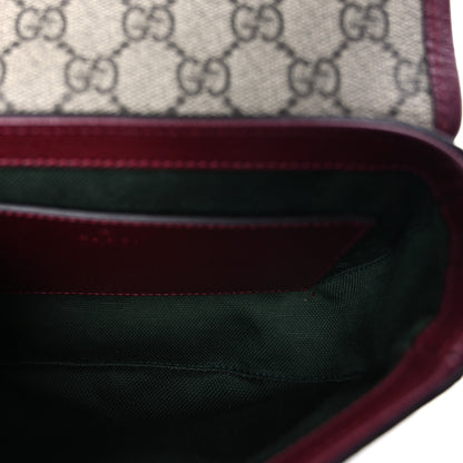 Gucci GG Supreme Monogram Textured Dollar Calfskin Small Ophidia Top Handle Shoulder Bag Beige Bordeaux 4 of 8