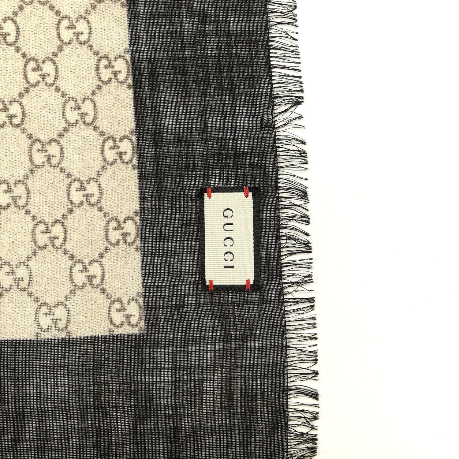 Gucci Wool GG Supreme Monogram Web Bee Scarf Beige 4 of 5