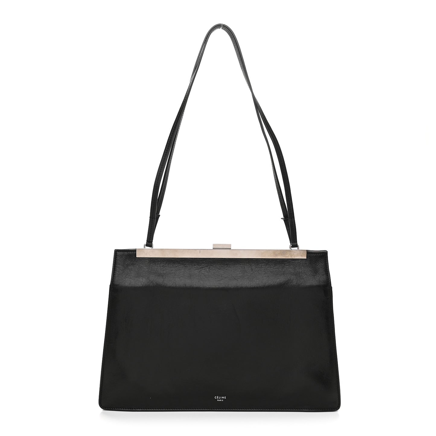 Smooth Calfskin Medium Clasp Shoulder Bag Black
