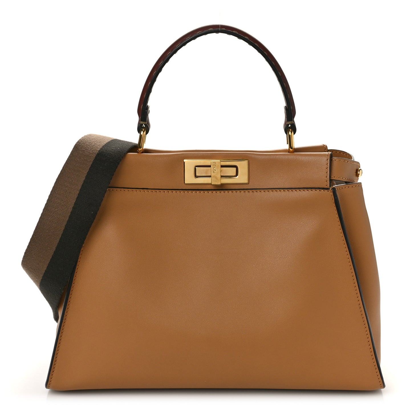 Vitello Seta Canvas FF Embroidered Medium Peekaboo Iconic Satchel Miele