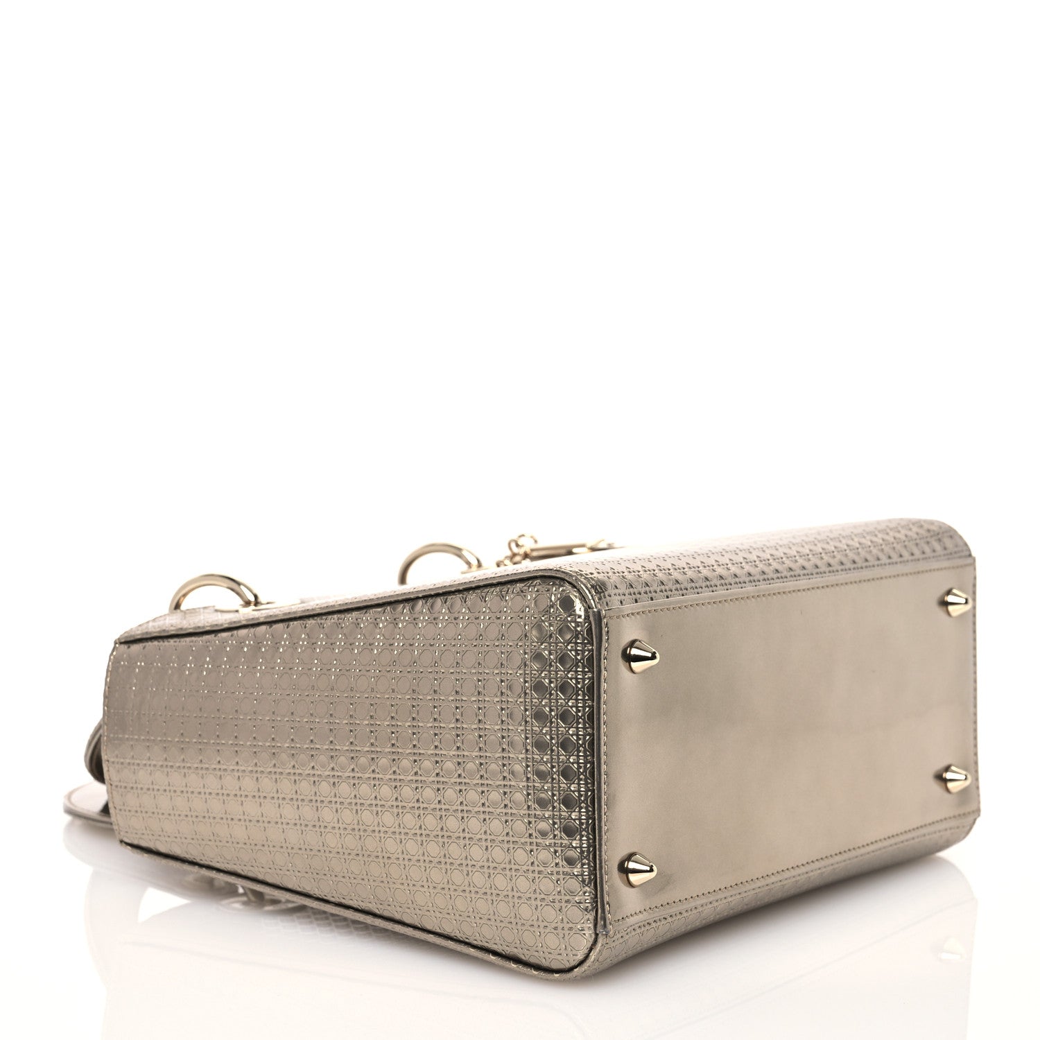 Christian Dior Metallic Patent Micro-Cannage Medium Lady Dior Champagne 4 of 14