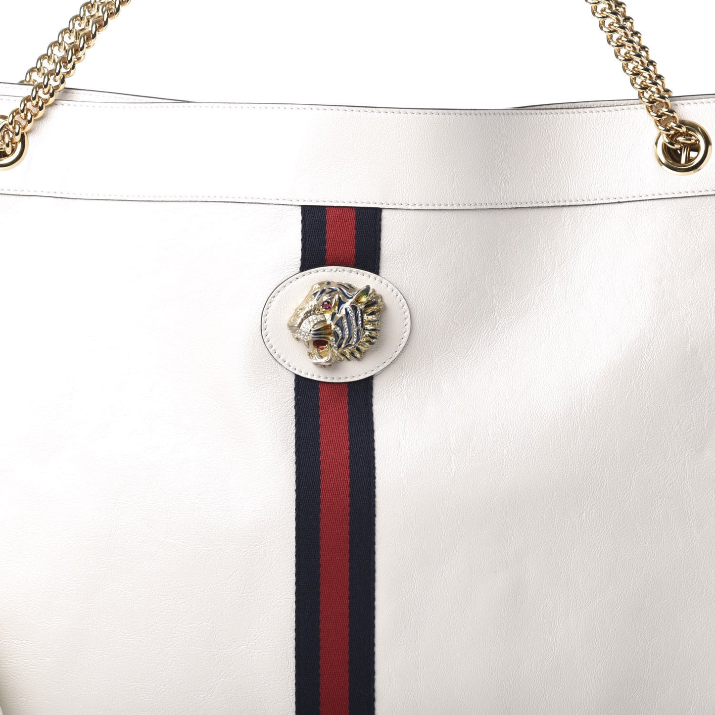 Calfskin Maxi Rajah Chain Tote White