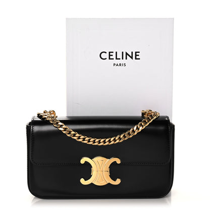 Celine Shiny Calfskin Triomphe Chain Shoulder Bag Black 10 of 10
