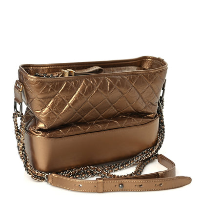 Chanel Metallic Aged Calfskin Quilted Medium Gabrielle Gold 2 of 9