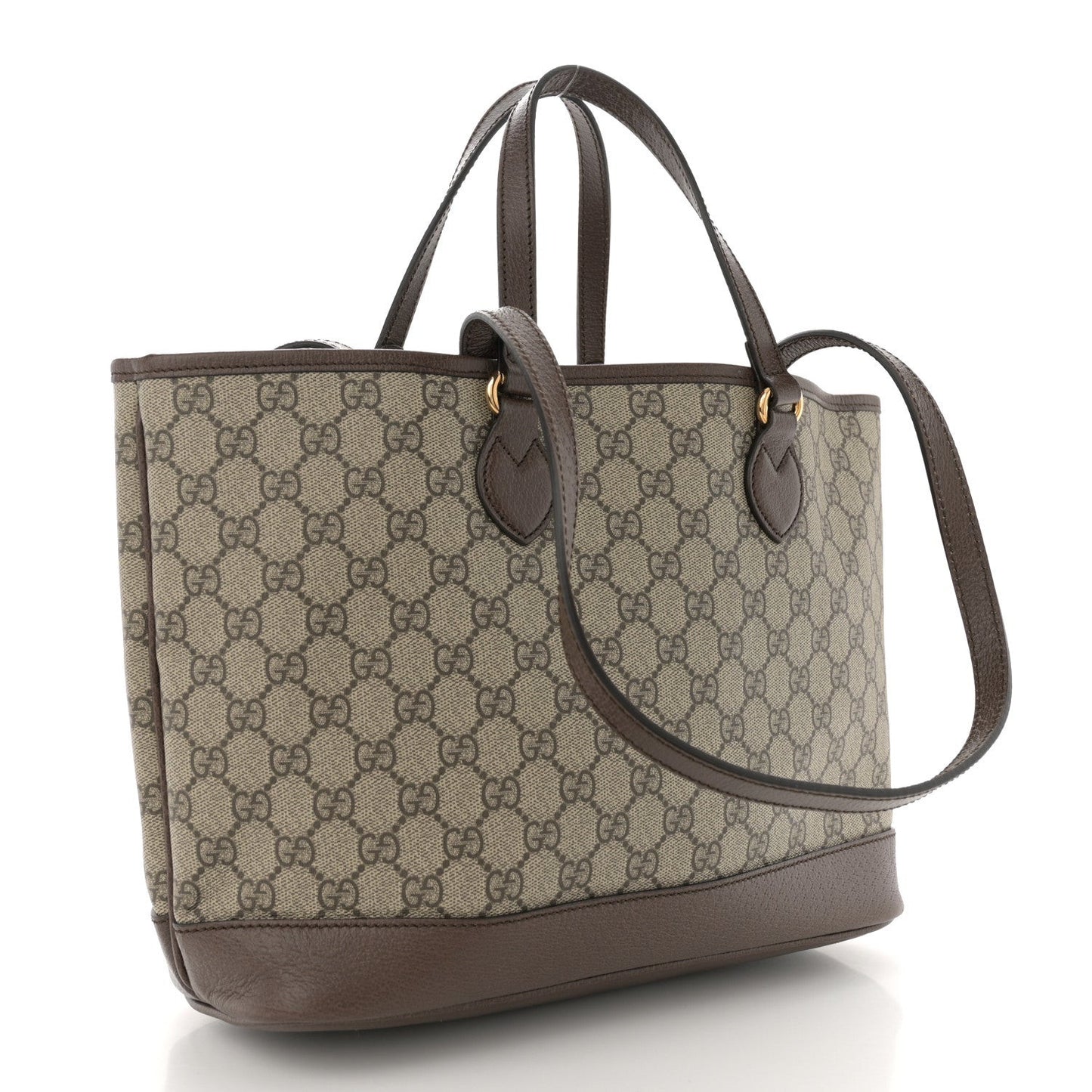 GG Supreme Monogram Textured Calfskin Medium Ophidia Shoulder Tote Bag Beige Ebony New Acero