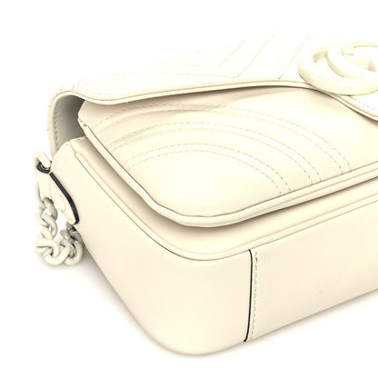 Gucci Calfskin Matelasse Monochrome GG Marmont Crossbody Shoulder Bag  White 7 of 8