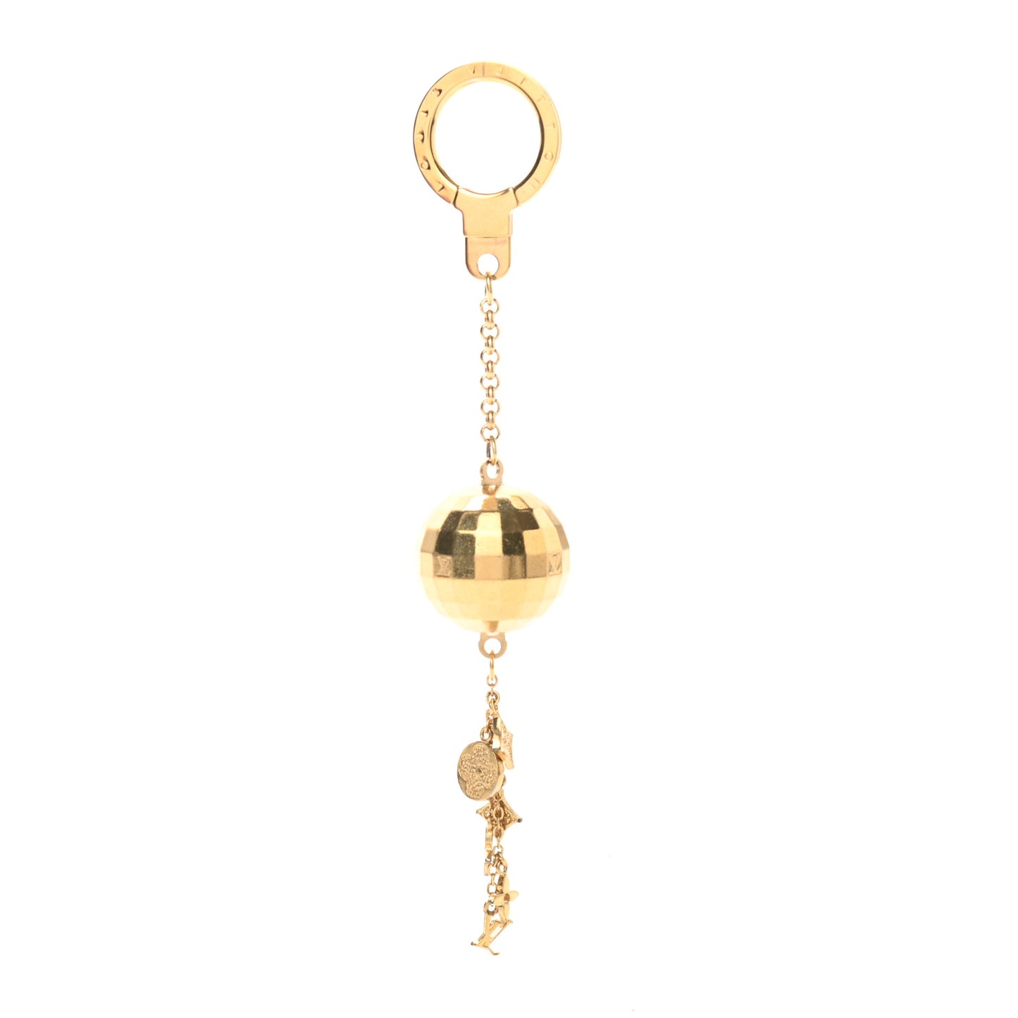 Mirror Ball Disco Key Holder Chain Ring Gold